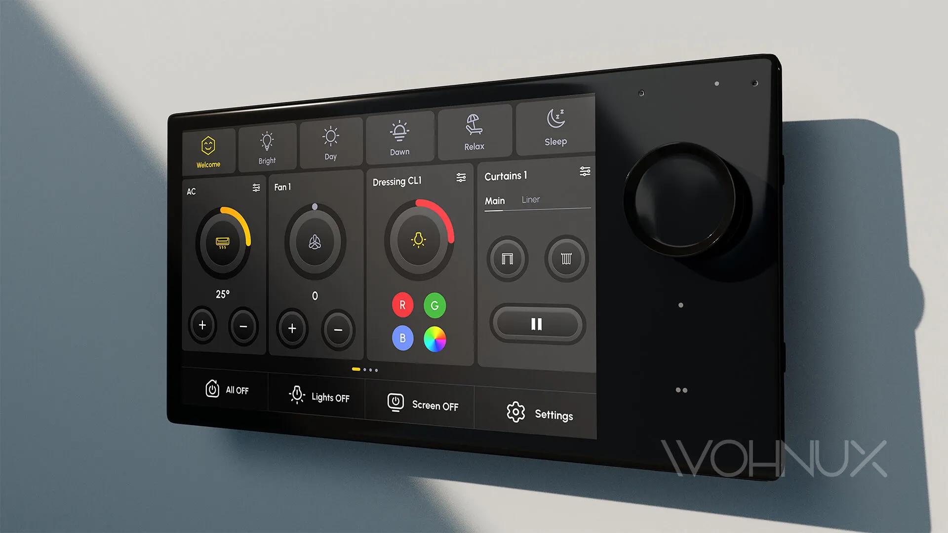 Wohnux touch panel with rotary dial